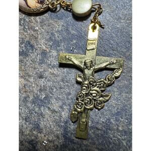 Vintage Saint Thérèse Chaplet Bracelet ✞ Rose Crucifix Catholic Gothic